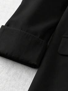 SHEIN Clasi Men's Solid Color Front Button Casual Fashion Long Sleeve Suit Jacket - Black - View 3