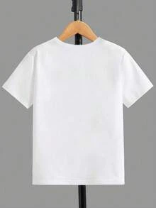 Kids T-shirts Fashionable casual pattern print, loose casual top, suitable for children to wear, comfortable and versatile round neck T-shirts, boys' style. - Blanco - Ver 2