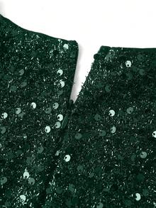 Ellevyn Váy lông vũ chắp vá sequin thời trang mùa hè cỡ lớn - Màu xanh lá cây đậm - Xem 9