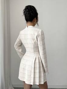 Elenzga 女士长袖纽扣系腰优雅休闲连衣裙，秋冬款 - 彩色 - 查看 2