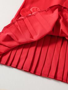 Vestido sin mangas de color rojo sólido para niñas - Rojo - Ver 6