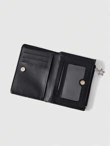 ROMWE Fairycore 哥特风钱包，朋克女孩爱心宝石水晶泪滴、星星、太阳、宝剑创意设计五芒星拉链零钱包，休闲时尚卡包 - 紅黑色 - 查看 2