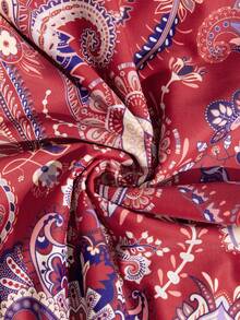 Swim Lushoire Paisley Print Hollow One-Piece Swimsuit, Random Print - Red - View 6