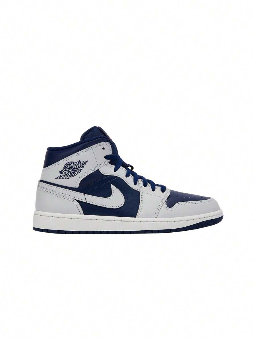 Nike Jordan 1 Mid Men's Shoes Blue DQ8426 - Blue Void/Summit White/Hot Lava/Pure Platinum - View 1