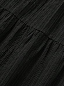 SHEIN Teen Girl Woven Loose Fit Casual Round Neck Dress Vacation Black Dress Suitable For All Seasons - Spring, Summer, Autumn, Winter - Black - View 5