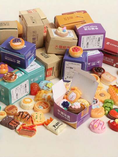 Zazumi Harssimulatie Mini Express Box Blind Box Speelgoedminiatuur Bureau Ornament Verzamelbaar Cadeau voor Volwassenen Willekeurige Verpakking Verrassing DIY Scène Decoratie Feestgunst