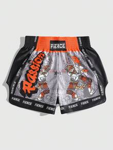 ROMWE MEN Street Life Men's Sports Shorts, Boxing Shorts, Basketball Shorts, Summer - Black - View 3