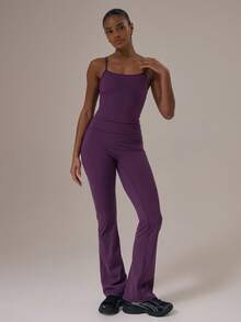 Musera Sport Sport Slinky Figurbetontes Cami Weste Co-Ord Oberteil nur Winter Aktiv Sport Gym Lässig Workout Lounge Padel Fitness - Violett - Übersicht 5