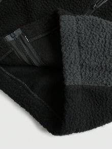 ROMWE MEN Street Life Unisex Patchwork Street Style American Jacket, Autumn/Winter - Black - View 8