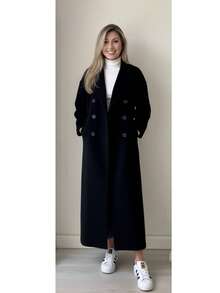 Conjunto Sexy Mujer Premium 4 Piezas Suéter Cuello Alto Acanalado Pantalón Vestir Cinturón Integrado Abrigo Largo Estilo Clásico Blusa Punto Cuello Alto Pantalón Sexy Ajustable Saco Largo Dama Premium - negro - Ver 2