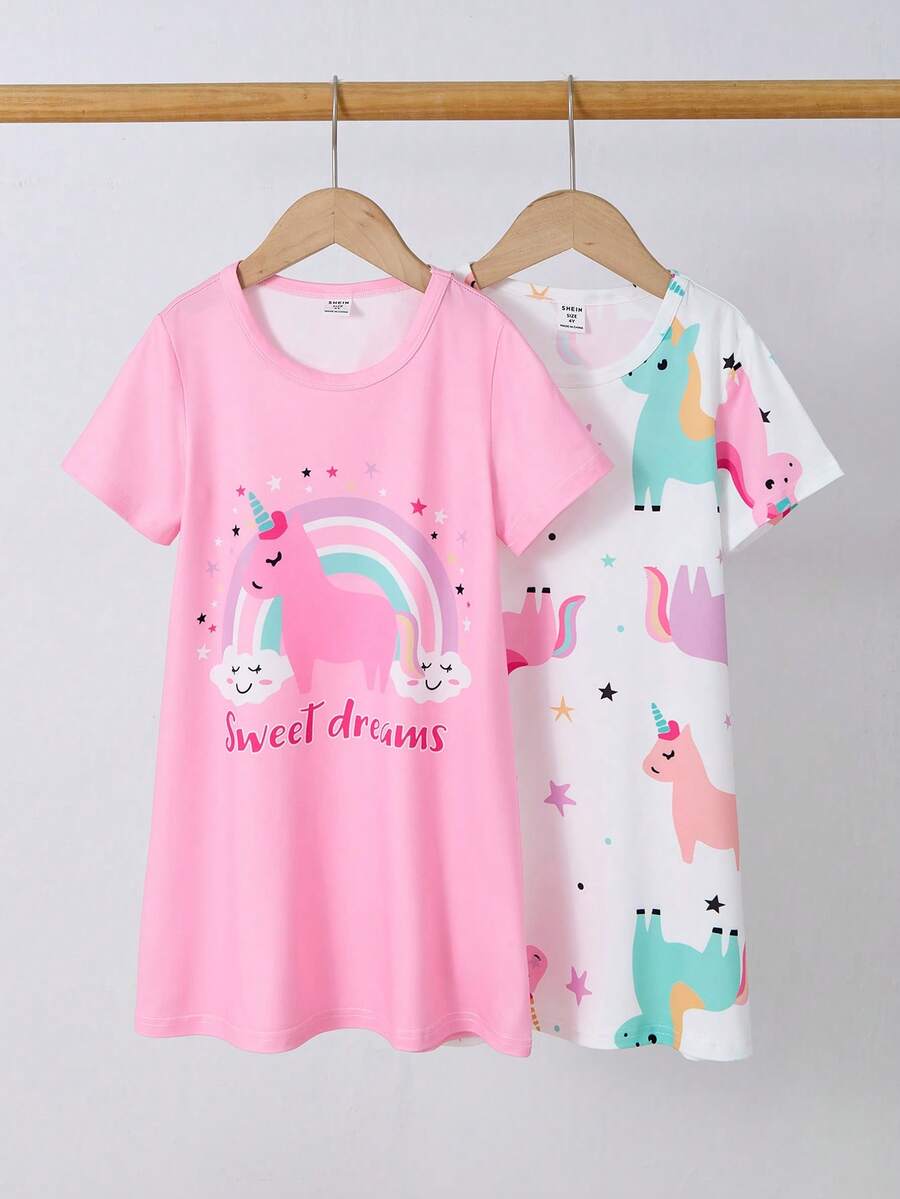 Young Girls Pajamas-2 Piece Pajama Set Spring To Summer - Multicolor - View 1