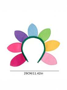 Zazumi Rainbow Color Sunflower Cartoon Character Headband For Women Photo Shoot Prop Stage Performance Festival Party Cosplay Y2K Kawaii Aesthetic Hairwear - Multicolor - View 3