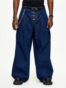 ROMWE MEN Street Life Casual Loose Straight-Leg Men's Jeans - Blue - View 5