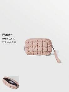 GLOWMODE 0.7升绗缝夹式蓬松防水绗缝钥匙扣带零钱包健身房工作室旅行户外日常休闲装 - 藕粉色 - 查看 1