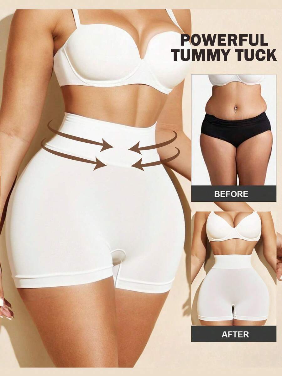 SHEIN 1 quần lót định hình cạp cao liền mạch cho nữ - trắng - Xem 1