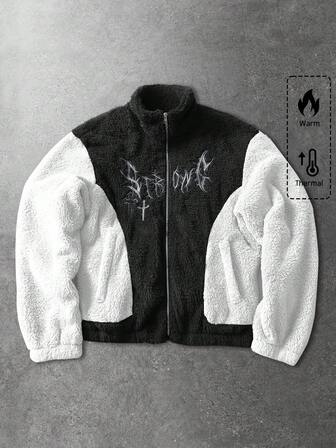 Street Life Chaqueta casual de hombre con parches de color contrastante, para otoño/invierno