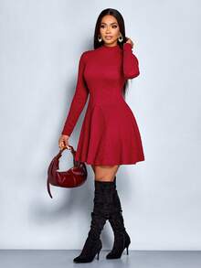 SOLERSUN 性感优雅简约春夏女装秋季女装冬季女装返校节礼服感恩节女装返校服教师服 - 紅色 - 查看 3