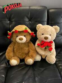 POKOJA LAND - SELECTS 11'' Stuffed Teddy Bear Dolls With Rose,Available In Brown And Beige.Soft Plush Animal Toys For Her/Girlfriend Lover Mom Kids Gifts Home Decor.Good Choice For Valentine's Day Gifts.Spring To Summer - Multicolor - View 6