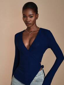 JIAN LASALA Vòng cổ đính cườm hình học tối giản - Vàng một lớp hình chữ Y - Xem 3