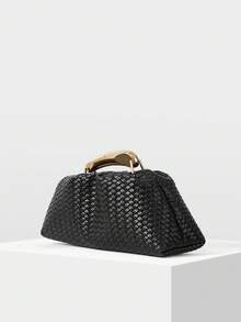 MOTF PREMIUM PU LEATHER BEADED TOP HANDLE BAG - Black braid - View 2