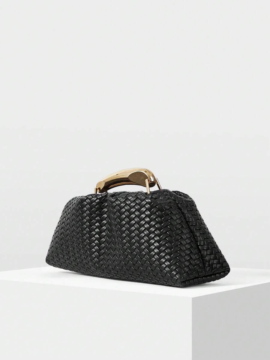 MOTF PREMIUM PU LEATHER BEADED TOP HANDLE BAG - Black braid - View 2