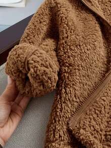 Quần áo thu đông cho bé gái, áo khoác nỉ rộng rãi, thêu chữ, màu trơn, ấm áp, mặc thường ngày, mùa thu/đông, thích hợp mặc thường ngày & đi học. - Lạc đà - Xem 6