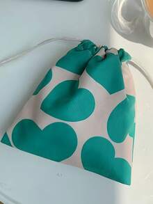 Joivida 1PC Heart Design Small Makeup Bag Portable Drawstring Cosmetic Pouch For Lipstick Nail Polish Organizer Travel Toiletry Bag Gift For Women Friends Relatives Birthday Present - Multicolor - View 10