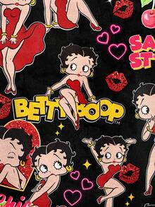 Betty Boop x SHEIN Women's Casual Fashionable Street Cartoon Figure & Letter Graphic Contrast Binding Fitted Cropped Cami Top, Summer - White - View 4