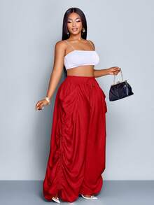 SOLERSUN بنطلون واسع الساق مريح مع رباط للمقاسات الكبيرة