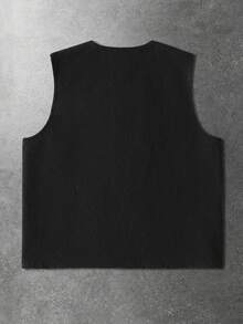 ROMWE MEN Men's Casual Fashion Street Daily Commute Simple Solid Color Flap Pocket Zip-Up Vest - Multicolor - View 2