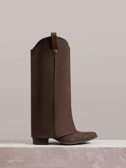 Styleloop Botas de vaquera occidental, botas de montar bordadas, botas Chelsea, botas altas Maillard, adecuadas para Halloween, Navidad, fiestas