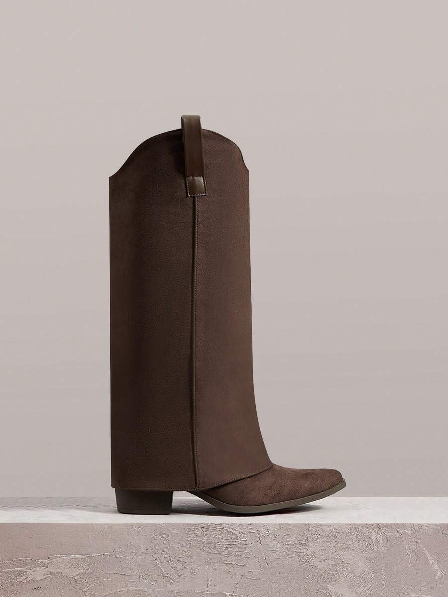 Styleloop Botas de vaquera occidental, botas de montar bordadas, botas Chelsea, botas altas Maillard, adecuadas para Halloween, Navidad, fiestas