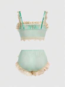 ROMWE Kawaii Romantic Floral Lace & Mesh Sexy Lingerie Set