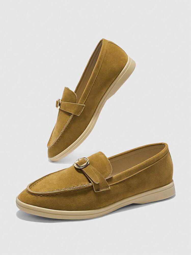 CUCCOO BIZCHIC Women's Buckle Design Casual Comfortable Slip-On Loafers For Daily Commute For Christmas