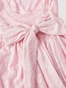 SHEIN MOD 女士复古蕾丝露背蝴蝶结迷你连衣裙 - 粉色 - 查看 5