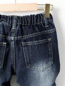 Young Boys Denim Jeans, New Arrival For All Seasons, Medium Blue Washed Denim, Casual & School Style, 3D Cat Whiskers & Faded Details, Slim Straight Fit, Comfortable Cotton Denim, Suitable For Daily Wear, School And Commute Streetwear Jeans Jeans For Boys - Blue - View 9