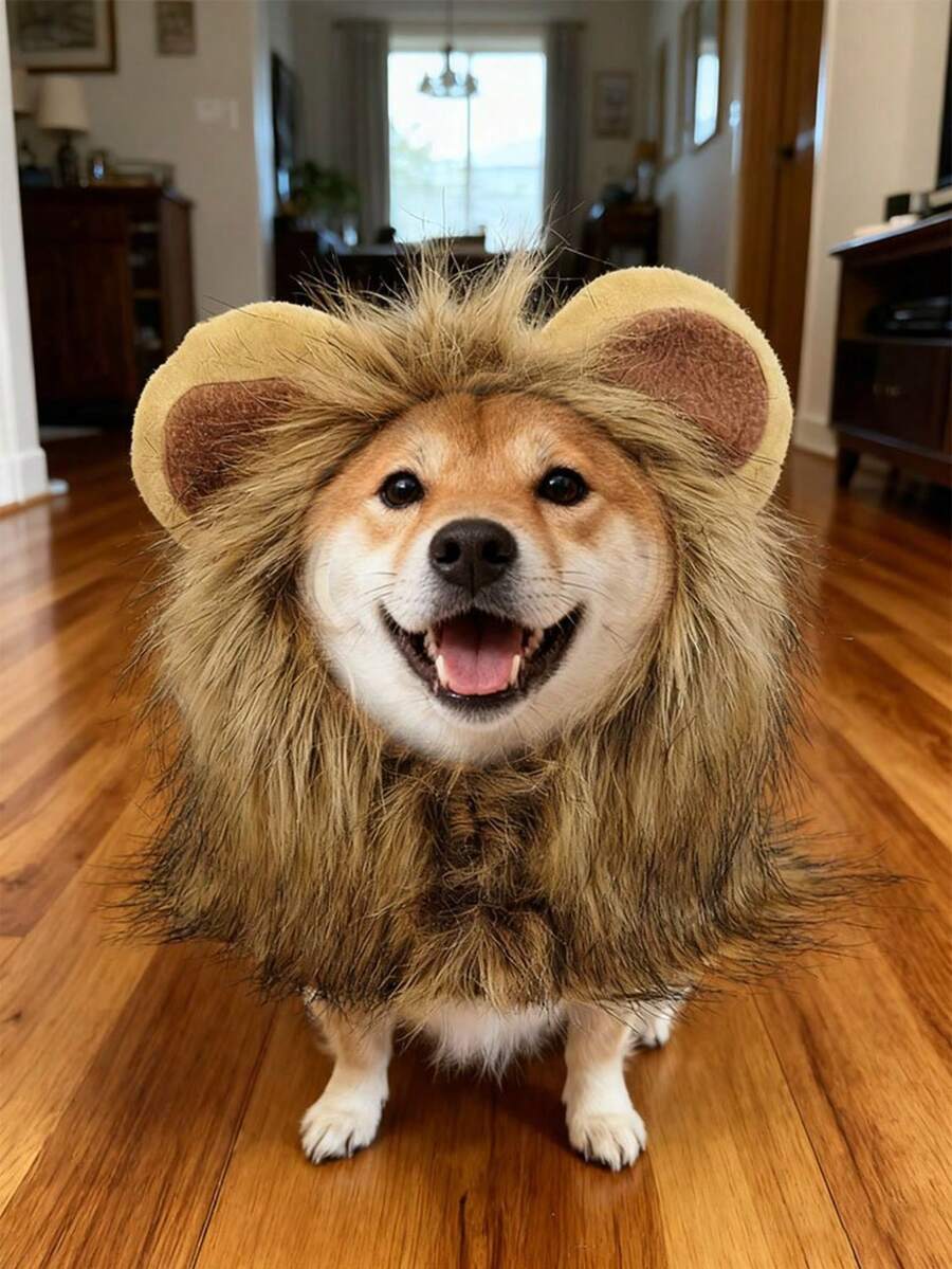 PETSIN Universal Adjustable Pet Hat For Cats And Dogs: Cute Lion Transformation For Fall/Winter - Multicolor - View 1