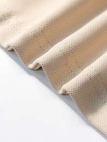 Manfinity Homme Men's Minimalist Commuter Quarter Button Long Sleeve Polo Shirt, Solid Color, Autumn Polo Shirts For Men Collar Polo Shirts For Men Long Sleeve - Beige - View 6