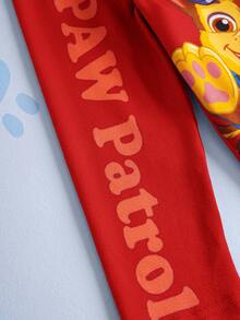 SHEIN | PAW Patrol Young Boy Casual Cartoon Dog Print Round Neck Long Sleeve Knit T-Shirt, Spring/Autumn - Red - View 4