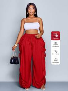 SOLERSUN بنطلون واسع الساق مريح مع رباط للمقاسات الكبيرة