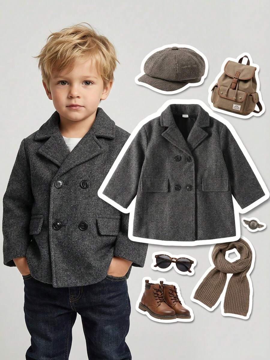 SHEIN 婴幼儿男童针织休闲装，面料舒适，适合室内外穿着，秋冬季