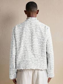 AKNOTIC Business Casual Áo khoác nam tay dài kẻ caro, cài khuy đơn giản, thu/đông - trắng - Xem 7