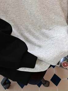 Fashionable Casual New Sweatshirt With Cute Smiling Face Print, Color Block In Black And Heather Gray - Multicolor - View 3