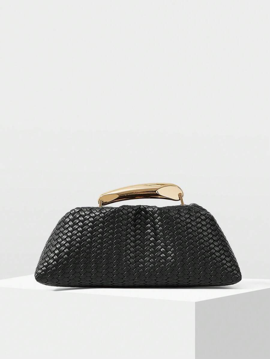 MOTF PREMIUM PU LEATHER BEADED TOP HANDLE BAG - Black braid - View 1