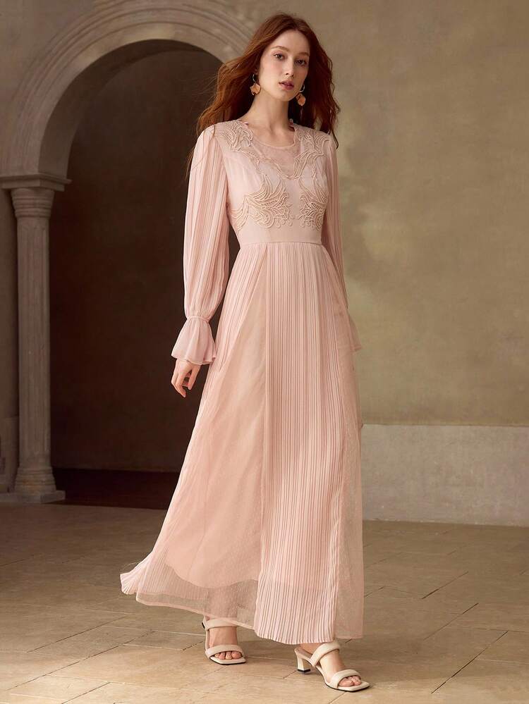 WOMEN'S WAIST CINCHED FLARED SLEEVE DRESS, ELEGANT FOR DATES, AUTUMN/WINTER