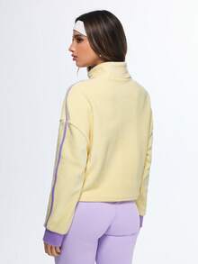 Eassivo Eassivo 女士高领拉链半开襟时尚百搭通勤秋冬长袖运动夹克 - 黃色 - 查看 2