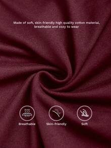 SHEIN MOOSTA Bộ đồ liền thân ống đứng rộng rãi xếp ly thoải mái cho nữ, có vai chéo và tay dài, phù hợp cho mùa xuân và mùa thu - Màu Đỏ Sâu - Xem 6