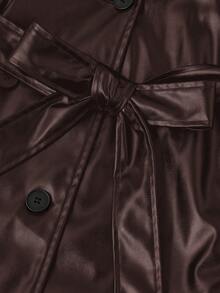 Gownix Plus Size Solid Color Lapel Double-Breasted Fashionable Versatile Warm Winter Jacket - Brown - View 9