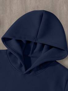 Manfinity Homme 男士纽约市标语字母印花休闲卫衣和运动裤套装（2件套），冬季男装，秋季男装 - 藏蓝色 - 查看 5