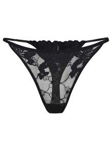 SHEIN Plus Floral Lace Panty Sexy Lingerie - Black - View 3